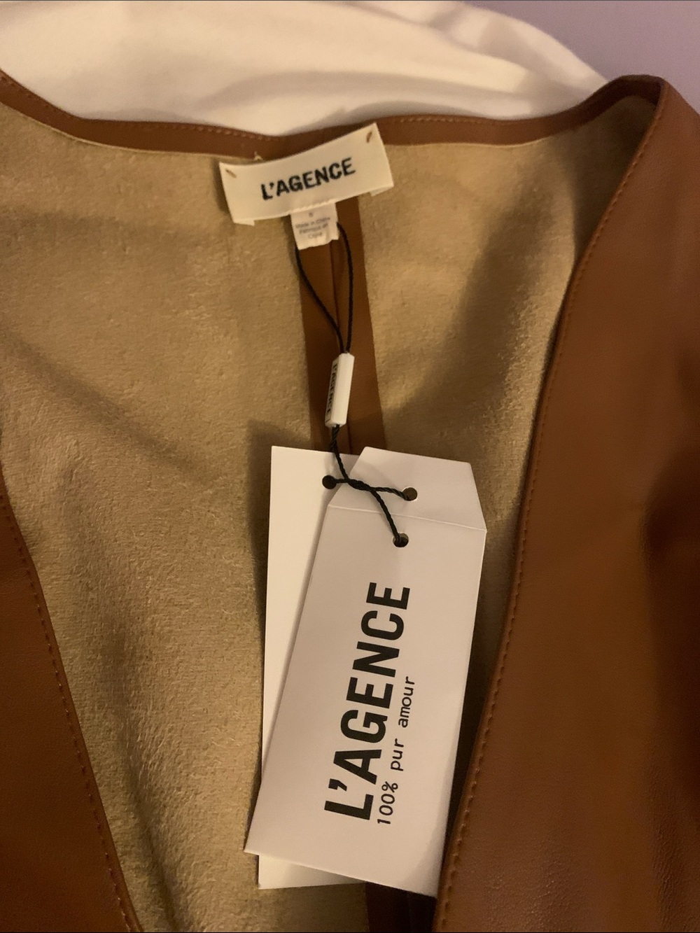 L'AGENCE Tan Faux-Leather Midi Dress with Side Buckle - Picture 5 of 8
